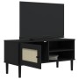 Mueble de TV SENJA aspecto ratán madera pino negro 106x40x49 cm de vidaXL, Muebles TV - Ref: Foro24-358042, Precio: 72,93 €, ...