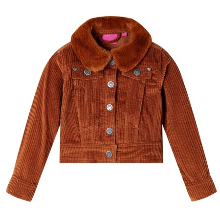 Cognacfarbene Cord-Kinderjacke 140 von vidaXL, Oberbekleidung für Kinder - Ref: Foro24-13913, Preis: 15,99 €, Rabatt: %