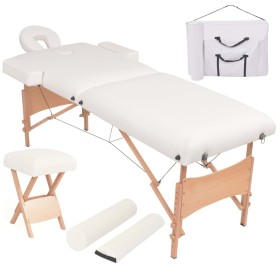 Massage table and folding stool 2 zones 10 cm white by vidaXL, massage tables - Ref: Foro24-110154, Price: 269,99 €, Discount: %