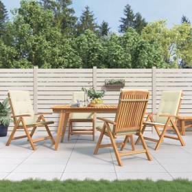 Reclining garden chairs and cushions 4 pcs solid teak wood by vidaXL, Garden chairs - Ref: Foro24-3196465, Price: 567,99 €, D...