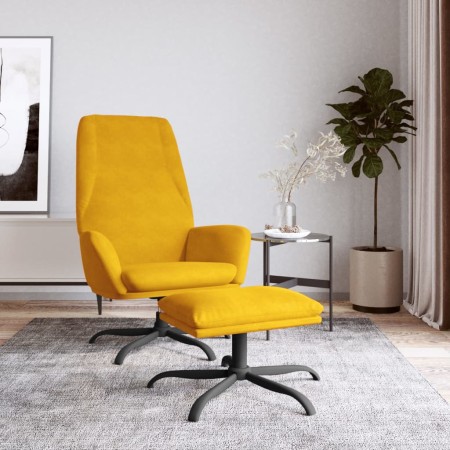 Sillón de relax con taburete terciopelo amarillo mostaza de vidaXL, Sillones - Ref: Foro24-3097844, Precio: 133,99 €, Descuen...