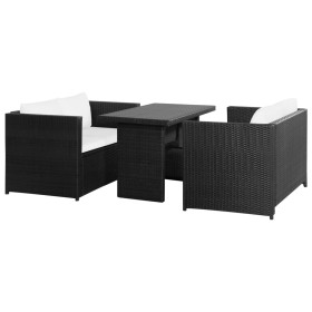 3-teiliges Gartenmöbel-Set und schwarze synthetische Rattankissen von vidaXL, Gartensets - Ref: Foro24-43913, Preis: 318,99 €...