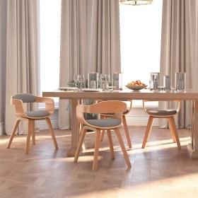 Dining chairs 4 pcs curved wood and taupe gray fabric by vidaXL, dining chairs - Ref: Foro24-3092388, Price: 524,99 €, Discou...