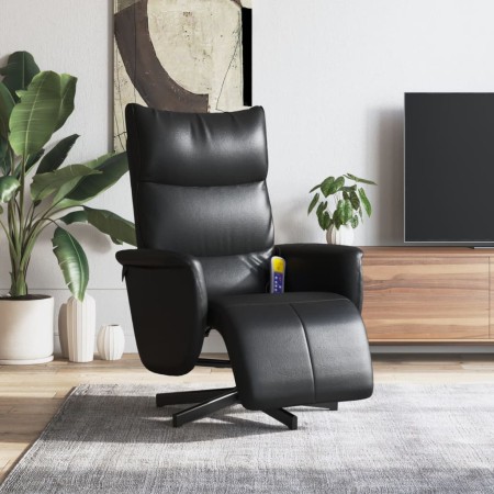 Sillón reclinable masaje con reposapiés cuero sintético negro de vidaXL, Sillones - Ref: Foro24-356597, Precio: 187,99 €, Des...