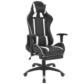 Silla de oficina racing reclinable con reposapiés blanco de vidaXL, Sillas de oficina - Ref: Foro24-20169, Precio: 248,18 €, ...