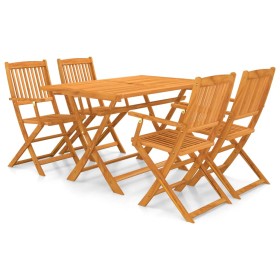 Set comedor de jardín plegable 5 piezas madera maciza de acacia de vidaXL, Conjuntos de jardín - Ref: Foro24-44056, Precio: 2...