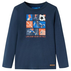 Camiseta infantil de manga larga azul marino mélange 140 de vidaXL, Camisetas para niños - Ref: Foro24-12703, Precio: 12,99 €...