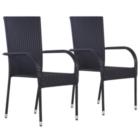 Stackable garden chairs, 2 units, black synthetic rattan by vidaXL, Garden chairs - Ref: Foro24-44238, Price: 102,99 €, Disco...