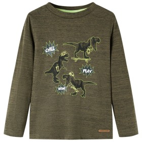 Dark khaki melange long-sleeved children's t-shirt size 92 by vidaXL, Kids T-shirts - Ref: Foro24-13249, Price: 9,99 €, Disco...