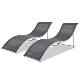 Folding sun loungers, 2 units, aluminum and textilene by vidaXL, Loungers - Ref: Foro24-43654, Price: 227,17 €, Discount: %