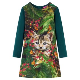 Vestido infantil de manga larga verde oscuro 128 de vidaXL, Vestidos de niños - Ref: Foro24-14935, Precio: 13,06 €, Descuento: %