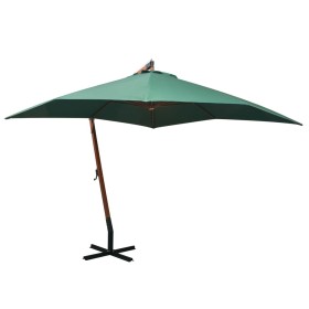 Hanging umbrella with wooden pole 300x300 cm green by vidaXL, Umbrellas - Ref: Foro24-42967, Price: 173,22 €, Discount: %