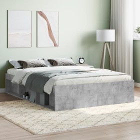 Cement gray double bed frame 135x190 cm by vidaXL, Beds and slatted bases - Ref: Foro24-3203911, Price: 157,18 €, Discount: %