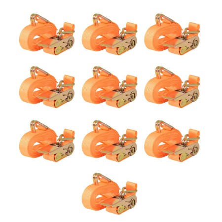 Correas de sujeción de trinquete 10 uds 0,4 T 6mx25mm naranja de vidaXL, Correas de amarre - Ref: Foro24-142659, Precio: 57,1...