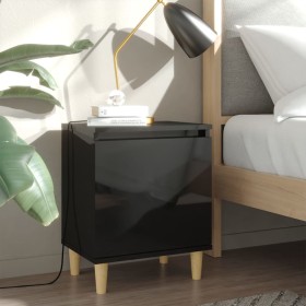 Nightstand with glossy black pine wood legs 40x30x50 cm by vidaXL, Nightstands - Ref: Foro24-805829, Price: 36,22 €, Discount: %