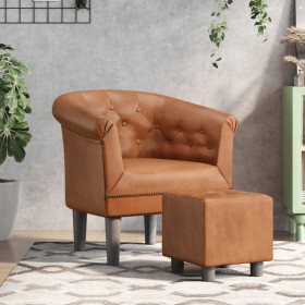 Armchair with brown synthetic leather footstool by vidaXL, Armchairs - Ref: Foro24-356501, Price: 208,82 €, Discount: %