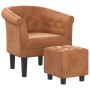 Armchair with brown synthetic leather footstool by vidaXL, Armchairs - Ref: Foro24-356501, Price: 206,55 €, Discount: %