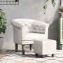 Sillón con taburete cuero sintético blanco de vidaXL, Sillones - Ref: Foro24-356503, Precio: 163,98 €, Descuento: %