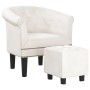 Sillón con taburete cuero sintético blanco de vidaXL, Sillones - Ref: Foro24-356503, Precio: 163,98 €, Descuento: %