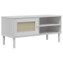 SENJA TV stand with rattan wood appearance in white pine, 106x40x49cm. by vidaXL, TV Furniture - Ref: Foro24-358041, Price: 7...