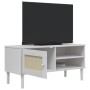 SENJA TV stand with rattan wood appearance in white pine, 106x40x49cm. by vidaXL, TV Furniture - Ref: Foro24-358041, Price: 7...