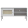 SENJA TV stand with rattan wood appearance in white pine, 106x40x49cm. by vidaXL, TV Furniture - Ref: Foro24-358041, Price: 7...