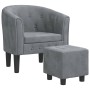 Sillón con taburete terciopelo gris oscuro de vidaXL, Sillones - Ref: Foro24-356478, Precio: 144,09 €, Descuento: %