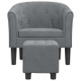 Sillón con taburete terciopelo gris oscuro de vidaXL, Sillones - Ref: Foro24-356478, Precio: 144,09 €, Descuento: %