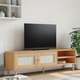 Mueble de TV SENJA aspecto ratán madera pino marrón 158x40x49cm de vidaXL, Muebles TV - Ref: Foro24-358043, Precio: 95,29 €, ...