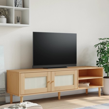 Mueble de TV SENJA aspecto ratán madera pino marrón 158x40x49cm de vidaXL, Muebles TV - Ref: Foro24-358043, Precio: 101,42 €,...