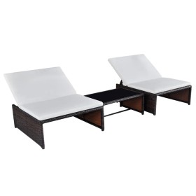 Reclining garden chairs with table 2 pcs brown PE rattan by vidaXL, Loungers - Ref: Foro24-43068, Price: 160,07 €, Discount: %