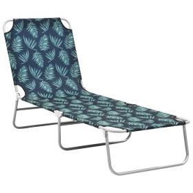 Folding steel and leaf-patterned fabric sun lounger by vidaXL, Loungers - Ref: Foro24-310331, Price: 62,25 €, Discount: %