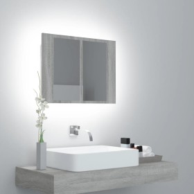 Wardrobe with mirror and LED gray plywood 60x12x45 cm by vidaXL, bathroom vanities - Ref: Foro24-822842, Price: 49,99 €, Disc...