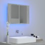 Kleiderschrank mit Spiegel und LED aus grauem Sperrholz 60x12x45 cm von vidaXL, Badezimmerwaschtische - Ref: Foro24-822842, P...