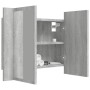 Kleiderschrank mit Spiegel und LED aus grauem Sperrholz 60x12x45 cm von vidaXL, Badezimmerwaschtische - Ref: Foro24-822842, P...