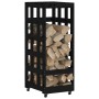 Woodshed with wheels solid black pine wood 40x49x110 cm by vidaXL, Firewood bags and holders - Ref: Foro24-833335, Price: 108...