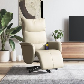 Sillón reclinable masaje con reposapiés cuero sintético crema de vidaXL, Sillones - Ref: Foro24-356593, Precio: 226,99 €, Des...