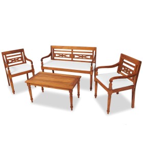 4-piece garden furniture set with solid teak wood cushions by vidaXL, Garden sets - Ref: Foro24-43055, Price: 478,76 €, Disco...