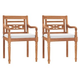 Batavia chairs with cushions 2 units solid teak wood by vidaXL, Garden chairs - Ref: Foro24-43056, Price: 261,01 €, Discount: %