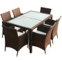 Set comedor de jardín 7 piezas y cojines ratán sintético marrón de vidaXL, Conjuntos de jardín - Ref: Foro24-43119, Precio: 5...