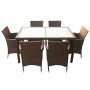 Set comedor de jardín 7 piezas y cojines ratán sintético marrón de vidaXL, Conjuntos de jardín - Ref: Foro24-43119, Precio: 5...