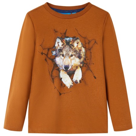 Langarm-T-Shirt für Kinder in der Farbe Cognac 140 von vidaXL, Kinder-T-Shirts - Ref: Foro24-12933, Preis: 11,36 €, Rabatt: %