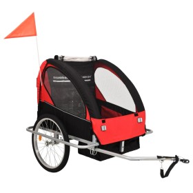 Schwarz-roter 2-in-1-Fahrrad- und Kinderwagenanhänger von vidaXL, Fahrradanhänger - Ref: Foro24-91375, Preis: 203,84 €, Rabat...