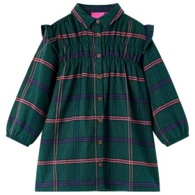 Vestido infantil de manga larga y volantes verde oscuro 128 de vidaXL, Vestidos de niños - Ref: Foro24-14417, Precio: 15,29 €...