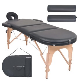 Klappbare Massageliege 4 cm dick 2 Kissen schwarz von vidaXL, Massageliegen - Ref: Foro24-110159, Preis: 226,99 €, Rabatt: %