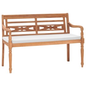 Batavia bench with cushions 120 cm teak by vidaXL, garden benches - Ref: Foro24-43057, Price: 196,99 €, Discount: %