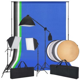 Fotostudio-Set mit Licht-Softbox-Hintergründen und Reflektor von vidaXL, Blitze und Studiobeleuchtung - Ref: Foro24-190213, P...