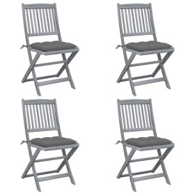 Folding garden chairs 4 pcs cushions solid acacia wood by vidaXL, Garden chairs - Ref: Foro24-3064579, Price: 202,74 €, Disco...