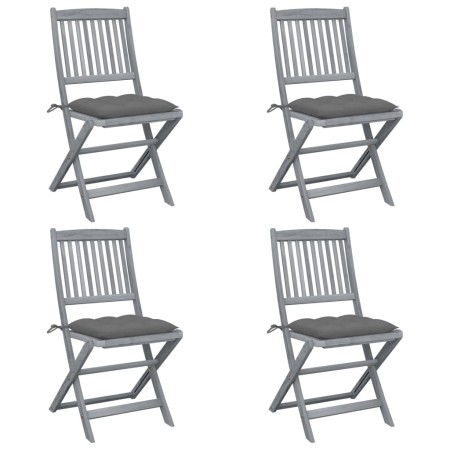 Folding garden chairs 4 pcs cushions solid acacia wood by vidaXL, Garden chairs - Ref: Foro24-3064579, Price: 195,99 €, Disco...