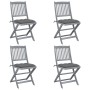 Folding garden chairs 4 pcs cushions solid acacia wood by vidaXL, Garden chairs - Ref: Foro24-3064579, Price: 195,99 €, Disco...